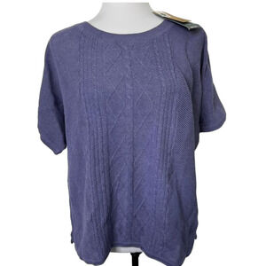 NEW Prana Knit Sweater Short Sleeve Lavender Purple Sz S